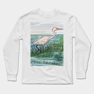 Egret in the wetlands Long Sleeve T-Shirt